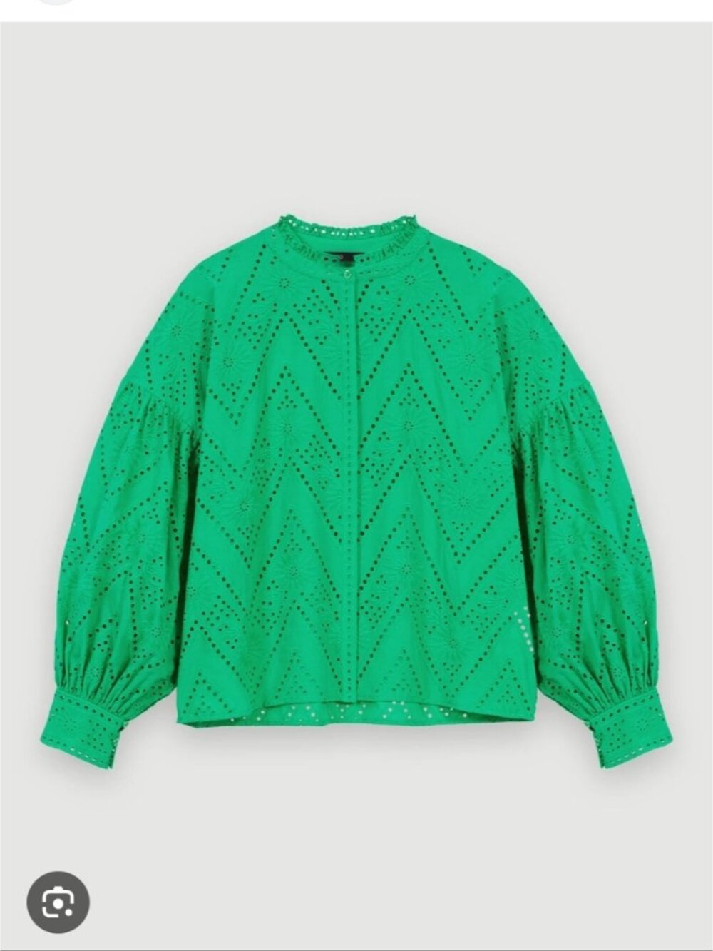 *SOLD* MAJE | Ciggy Eyelet Embroidery Cotton Blouse in green sz L - Picture 2 of 7
